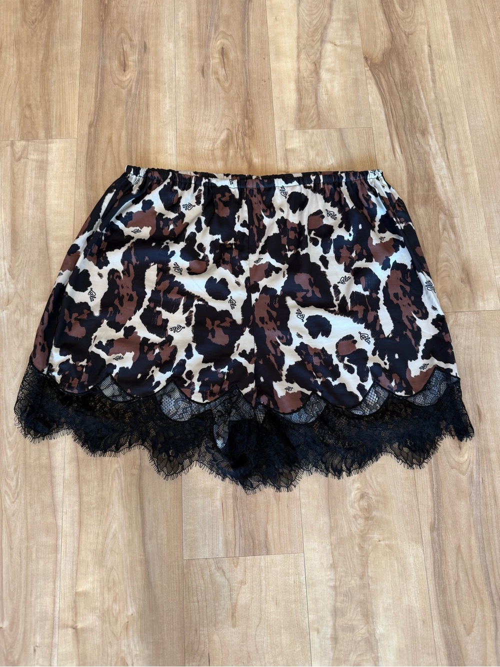Dressed in Lala Satin Cow Shorts